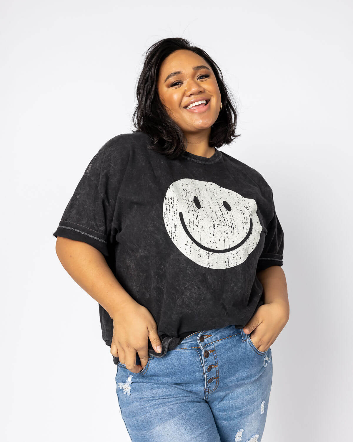 LV Big Smiley Graphic Tee – Distressed Mommas